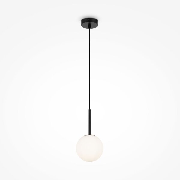 Lampe à suspendre métal verre E14 Ø 15 cm rond noir blanc