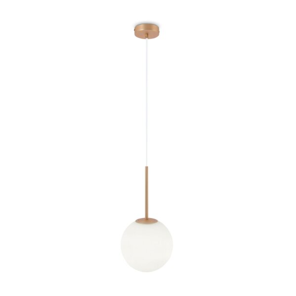 Lampe à suspendre métal verre D : 20 cm rond H : max. 180 cm