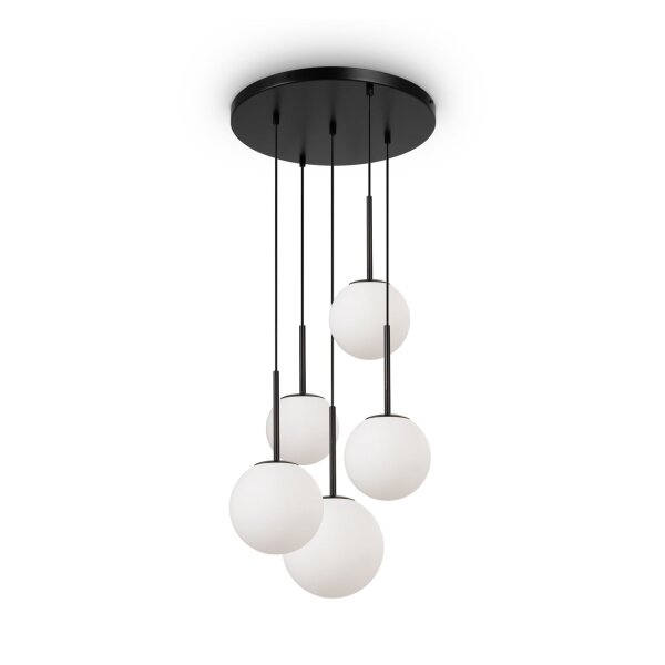 Suspension métal verre L : 45 cm H : max. 222,5 cm E14