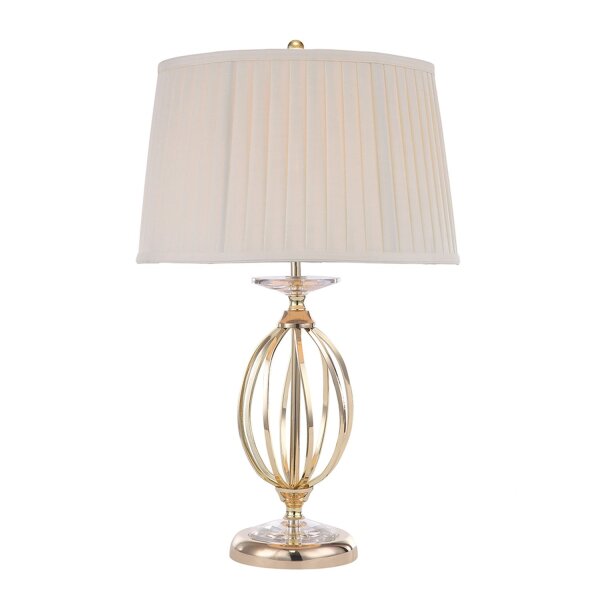 Lampe de table design en laiton crème tissu abat-jour