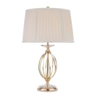Lampe de table design en laiton crème tissu abat-jour