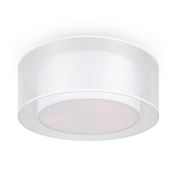 Plafonnier Métal Tissu E27 rond D : 52 cm Blanc Moderne