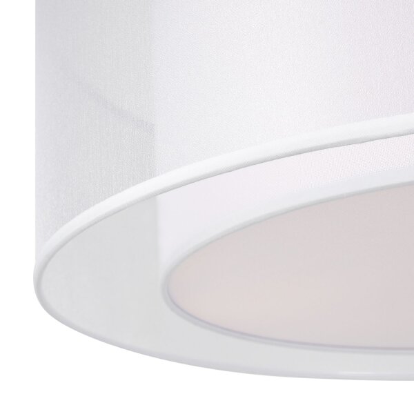 Plafonnier Métal Tissu E27 rond D : 52 cm Blanc Moderne