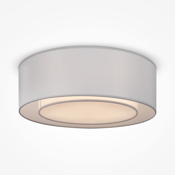 Plafonnier métal tissu rond Ø 52 cm chrome gris clair