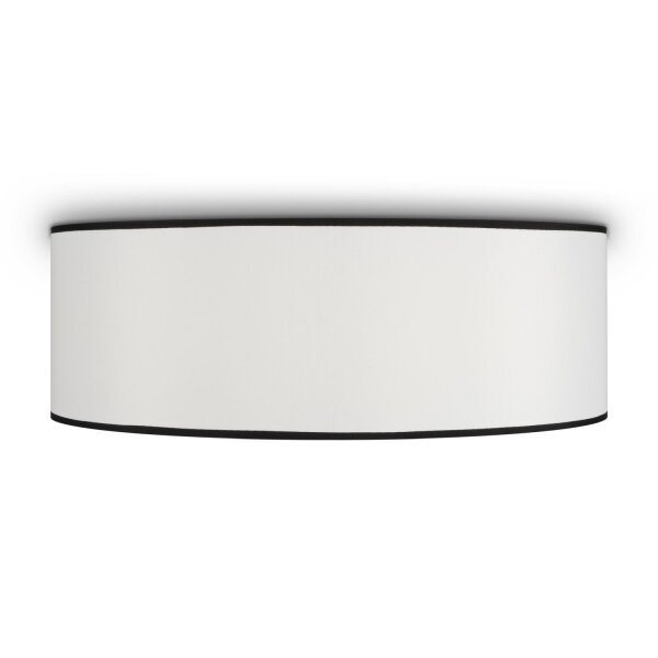 Plafonnier métal tissu D : 52 cm rond blanc noir
