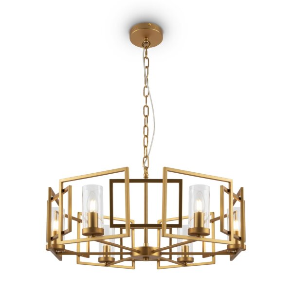 Lustre métal verre E14 D : 65,6 cm en or rond