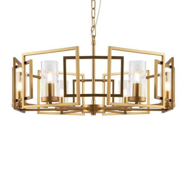 Lustre métal verre E14 D : 65,6 cm en or rond