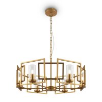 Lustre métal verre E14 D : 65,6 cm en or rond