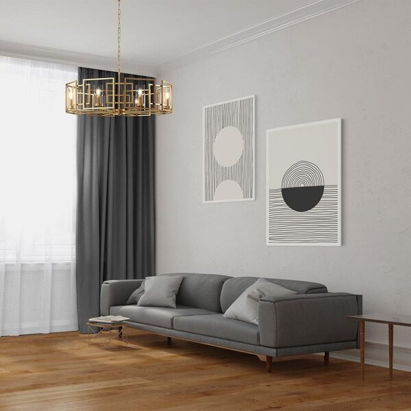 Lustre métal verre D : 87,5 cm rond en or E14