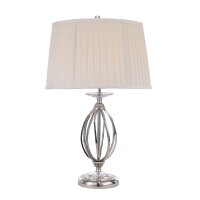 Lampe de chevet avec abat-jour en tissu 56,5cm en nickel...