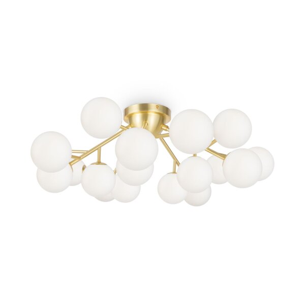 Lampe de plafond verre métal G9 75 cm de large en or blanc