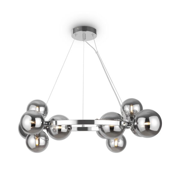 Suspension métal verre fumé G9 L : 67 cm Abat-jour sphérique