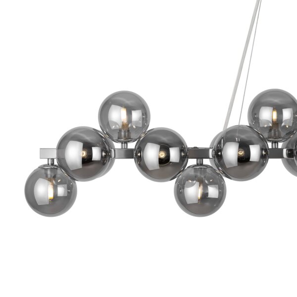 Lampe à suspendre métal verre fumé H : max. 133,9 cm G9 HILDA
