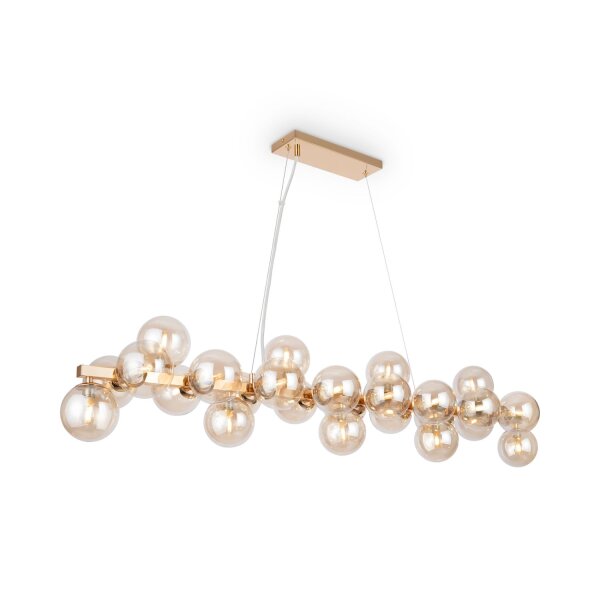 Lampe à suspendre métal verre fumé H : max. 133,9 cm G9 Moderne