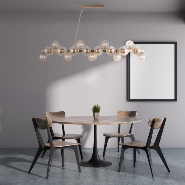 Lampe à suspendre métal verre fumé H : max. 133,9 cm G9 Moderne