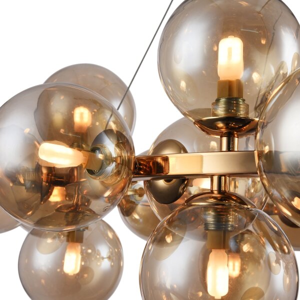 Suspension verre fumé métal G9 largeur 69 cm Moderne