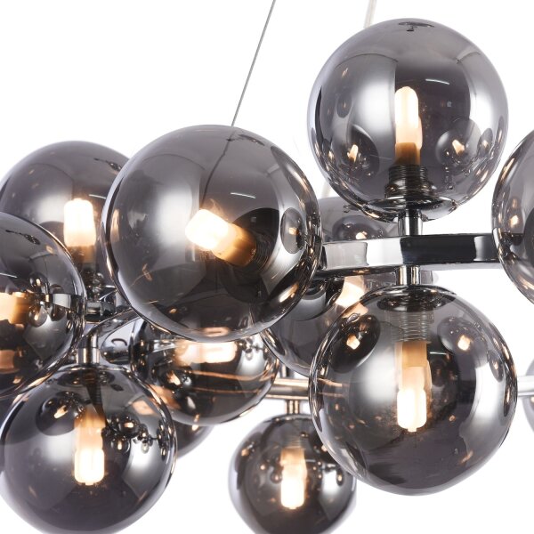 Lampe à suspendre métal verre fumé G9 largeur 69 cm Moderne
