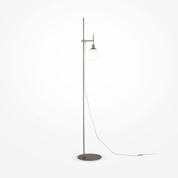 Lampadaire Métal Verre 155 cm Nickel Blanc E14 Moderne
