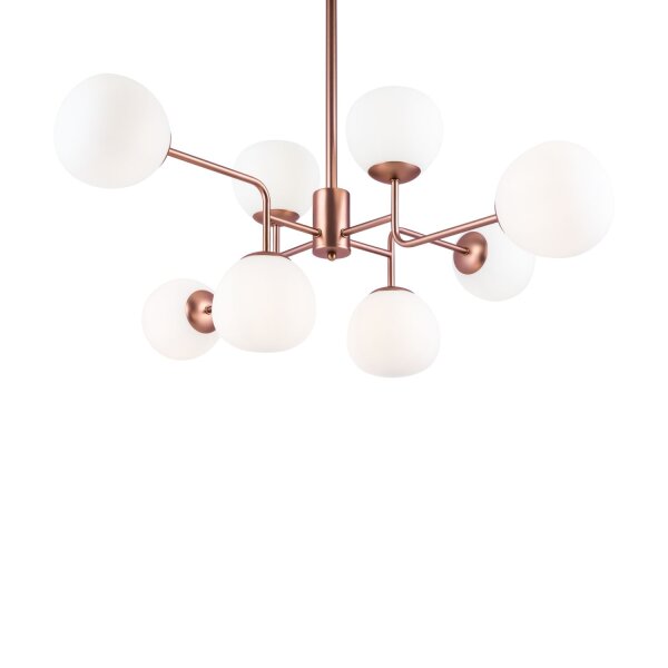 Lampe de plafond métal verre E14 96 cm de large en laiton blanc
