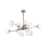 Plafonnier métal verre largeur 110 cm nickel blanc...