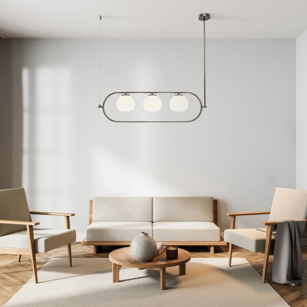 Suspension métal verre E14 H : max. 137 cm 3 flammes