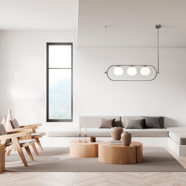 Suspension métal verre E14 H : max. 137 cm 3 flammes