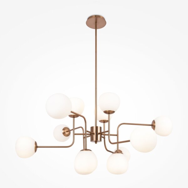 Lampe à suspendre métal verre H : max. 140 cm en or blanc E14