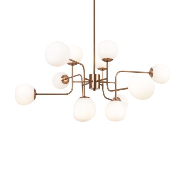 Lampe à suspendre métal verre H : max. 140 cm en or blanc E14
