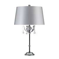Lampe de table haute 72cm en tissu argenté...