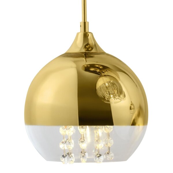 Suspension métal verre H : max. 95 cm en or E27 JOY