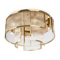 Plafonnier métal verre Ø 65 cm en or E14...