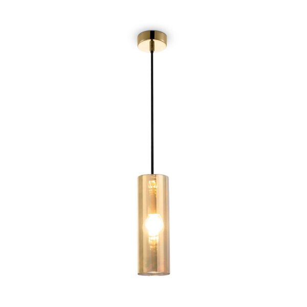 Lampe à suspendre métal verre fumé rond Ø 8 cm H : max. 178 cm