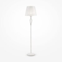 Lampadaire métal tissu 165 cm en shabby blanc or...