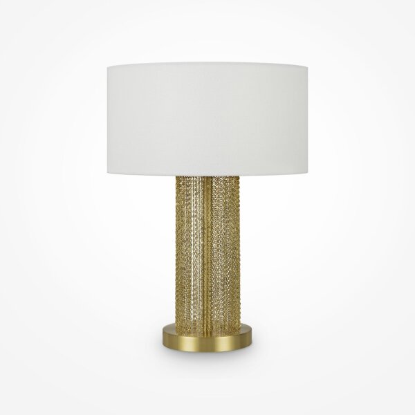 Lampe de chevet en acier inoxydable tissu 47 cm en or blanc