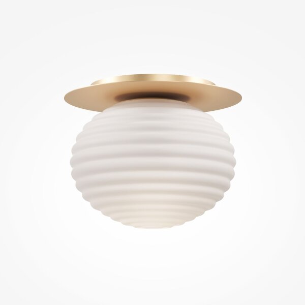 Lampe de plafond métal verre E27 D : 35 cm rond en or blanc