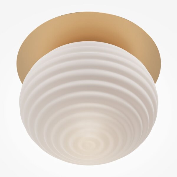 Lampe de plafond métal verre E27 D : 35 cm rond en or blanc
