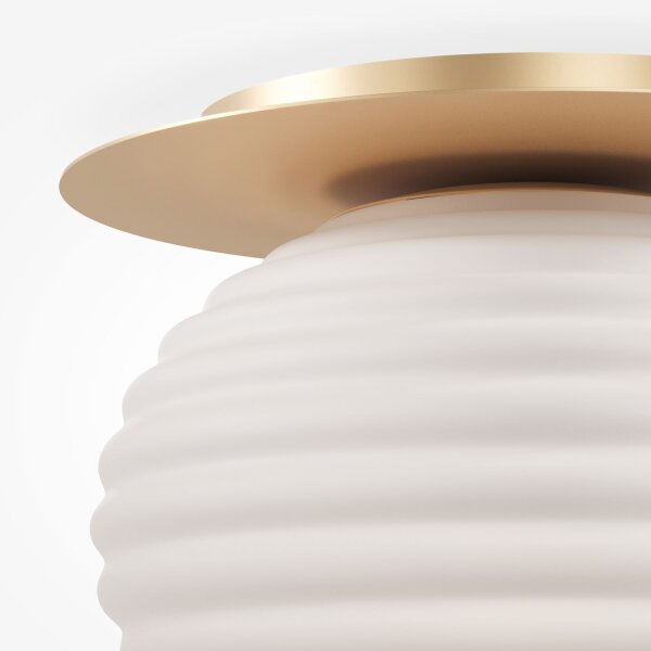 Lampe de plafond métal verre E27 D : 35 cm rond en or blanc