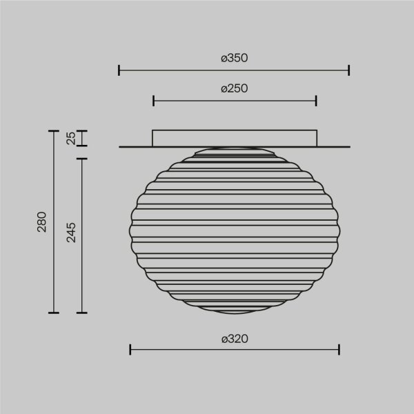 Lampe de plafond métal verre E27 D : 35 cm rond en or blanc