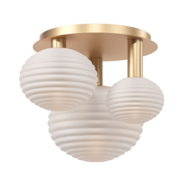 Plafonnier métal verre L : 53,5 cm en or blanc E14
