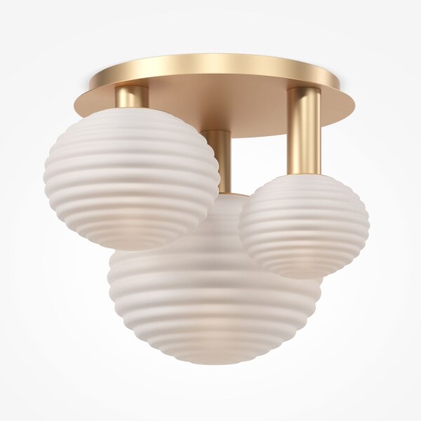 Plafonnier métal verre L : 53,5 cm en or blanc E14