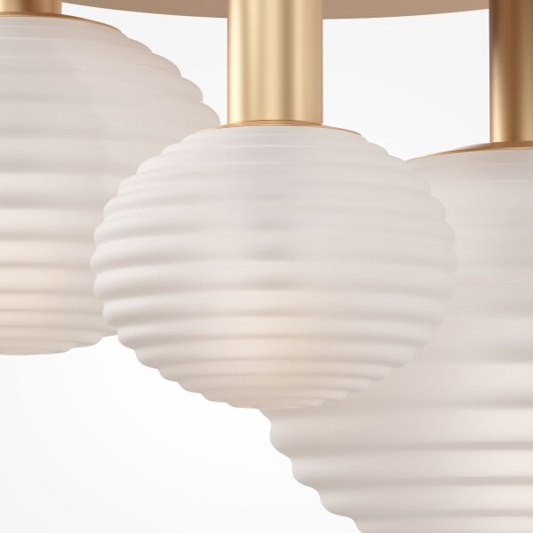 Plafonnier métal verre L : 53,5 cm en or blanc E14