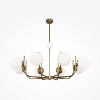 Lustre métal verre 103 cm de large en laiton blanc