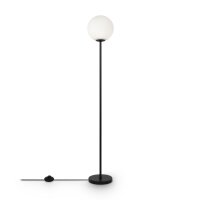 Lampadaire Verre Métal E27 155 cm Noir Blanc Moderne