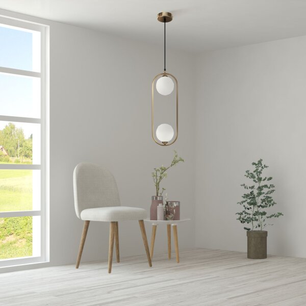Lampe à suspendre métal verre H : max. 204 cm en laiton blanc