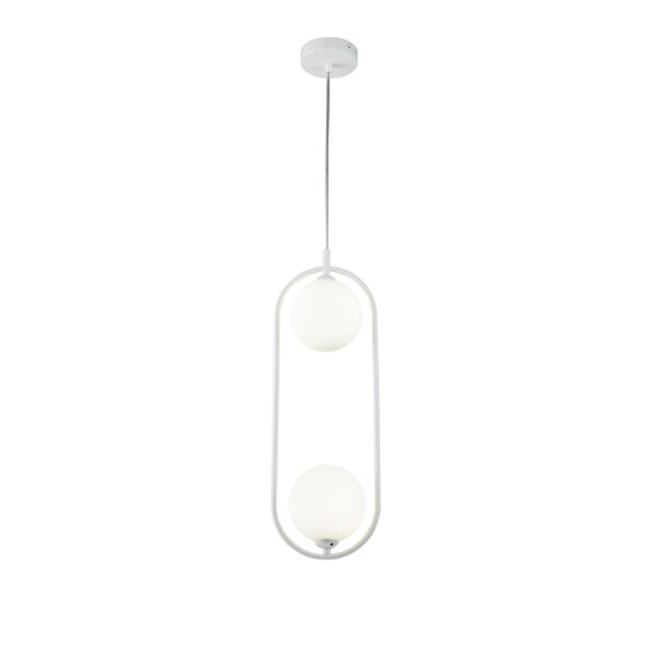Suspension métal verre G9 H : max. 204 cm Blanc Moderne