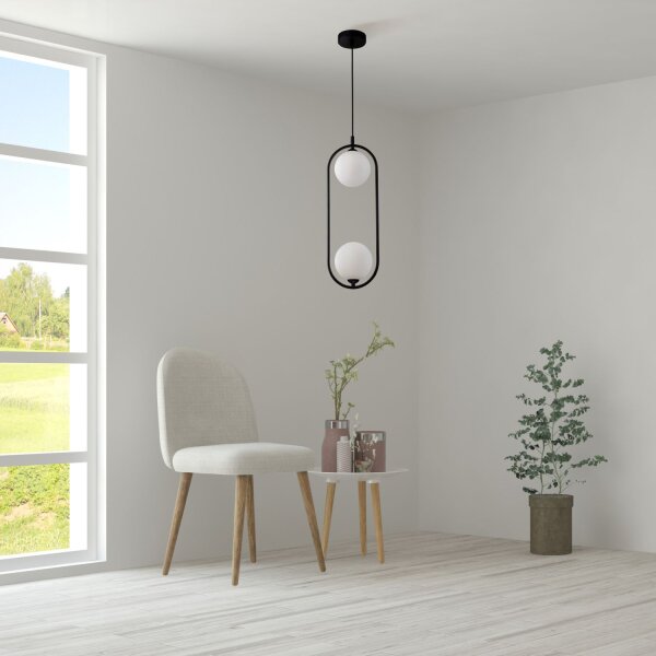 Lampe à suspendre verre métal G9 H : max. 204 cm noir blanc