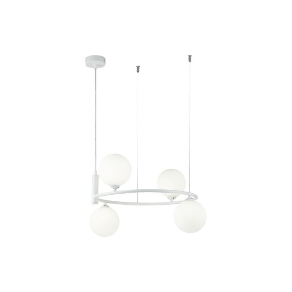 Suspension métal verre L : 39 cm H : max. 184 cm Blanc
