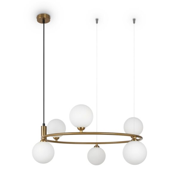Suspension métal verre G9 largeur 58 cm H : max. 178 cm
