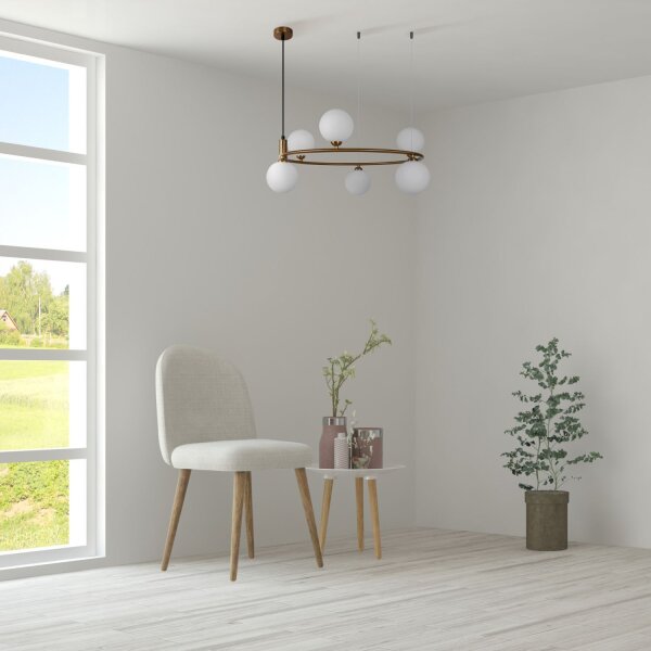 Suspension métal verre G9 largeur 58 cm H : max. 178 cm
