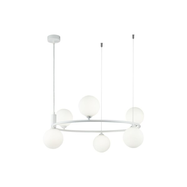 Suspension métal verre G9 L : 58 cm H : max. 184 cm